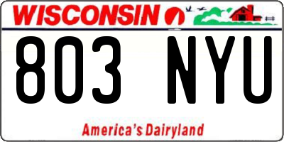WI license plate 803NYU