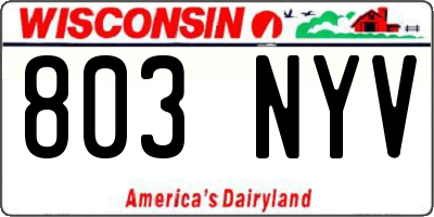 WI license plate 803NYV