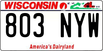 WI license plate 803NYW
