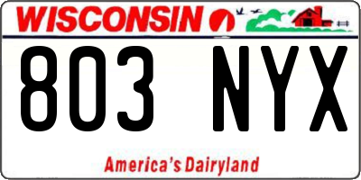 WI license plate 803NYX