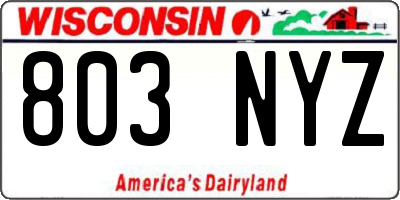 WI license plate 803NYZ