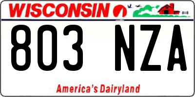 WI license plate 803NZA