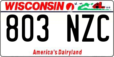 WI license plate 803NZC