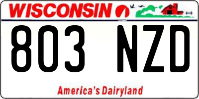 WI license plate 803NZD