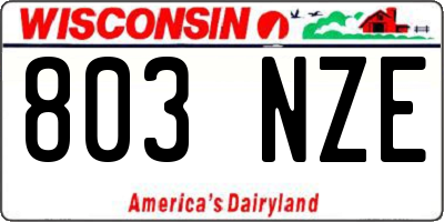 WI license plate 803NZE