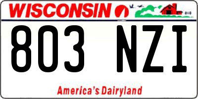 WI license plate 803NZI