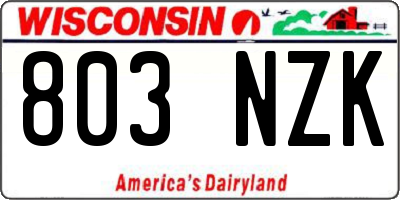 WI license plate 803NZK