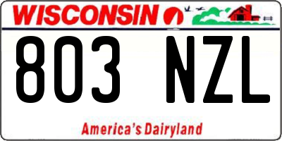 WI license plate 803NZL