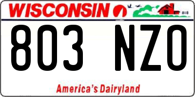 WI license plate 803NZO