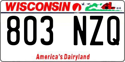 WI license plate 803NZQ
