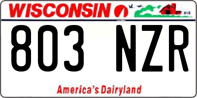 WI license plate 803NZR