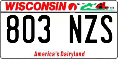 WI license plate 803NZS