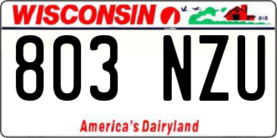WI license plate 803NZU