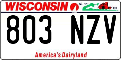 WI license plate 803NZV