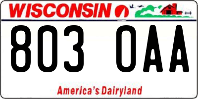 WI license plate 803OAA