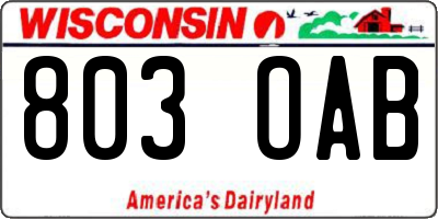 WI license plate 803OAB