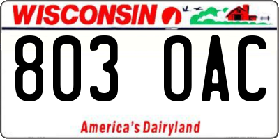 WI license plate 803OAC