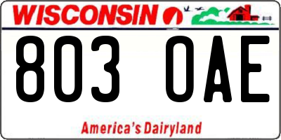 WI license plate 803OAE