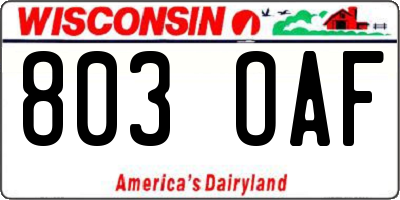 WI license plate 803OAF