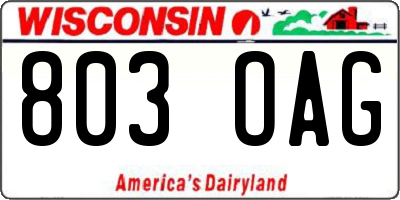 WI license plate 803OAG