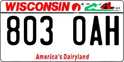 WI license plate 803OAH