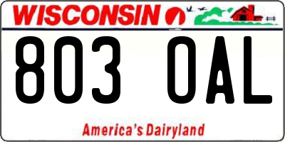 WI license plate 803OAL