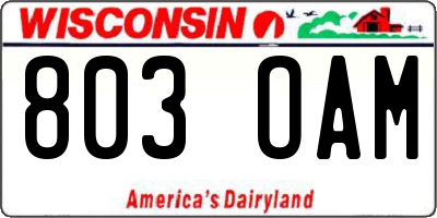 WI license plate 803OAM