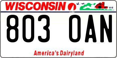 WI license plate 803OAN