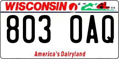 WI license plate 803OAQ