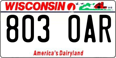 WI license plate 803OAR