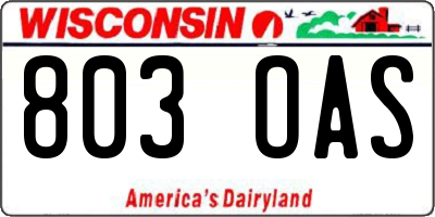 WI license plate 803OAS