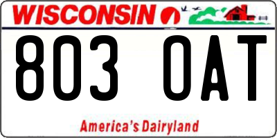 WI license plate 803OAT