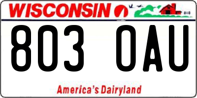 WI license plate 803OAU