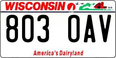 WI license plate 803OAV