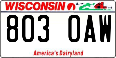 WI license plate 803OAW