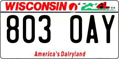 WI license plate 803OAY
