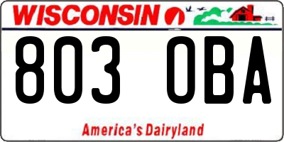 WI license plate 803OBA