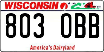 WI license plate 803OBB