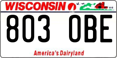 WI license plate 803OBE