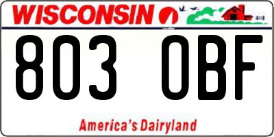 WI license plate 803OBF