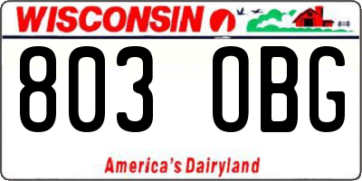 WI license plate 803OBG