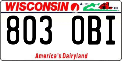 WI license plate 803OBI