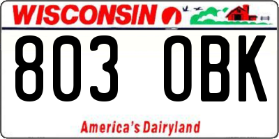 WI license plate 803OBK