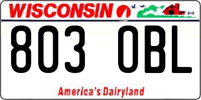 WI license plate 803OBL