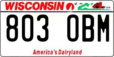 WI license plate 803OBM