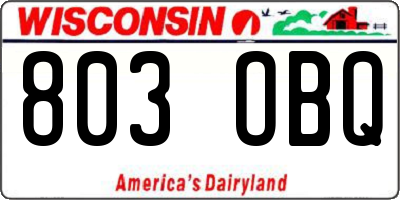 WI license plate 803OBQ