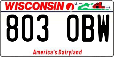 WI license plate 803OBW
