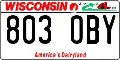 WI license plate 803OBY