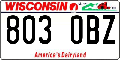 WI license plate 803OBZ