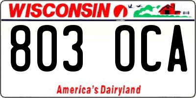 WI license plate 803OCA